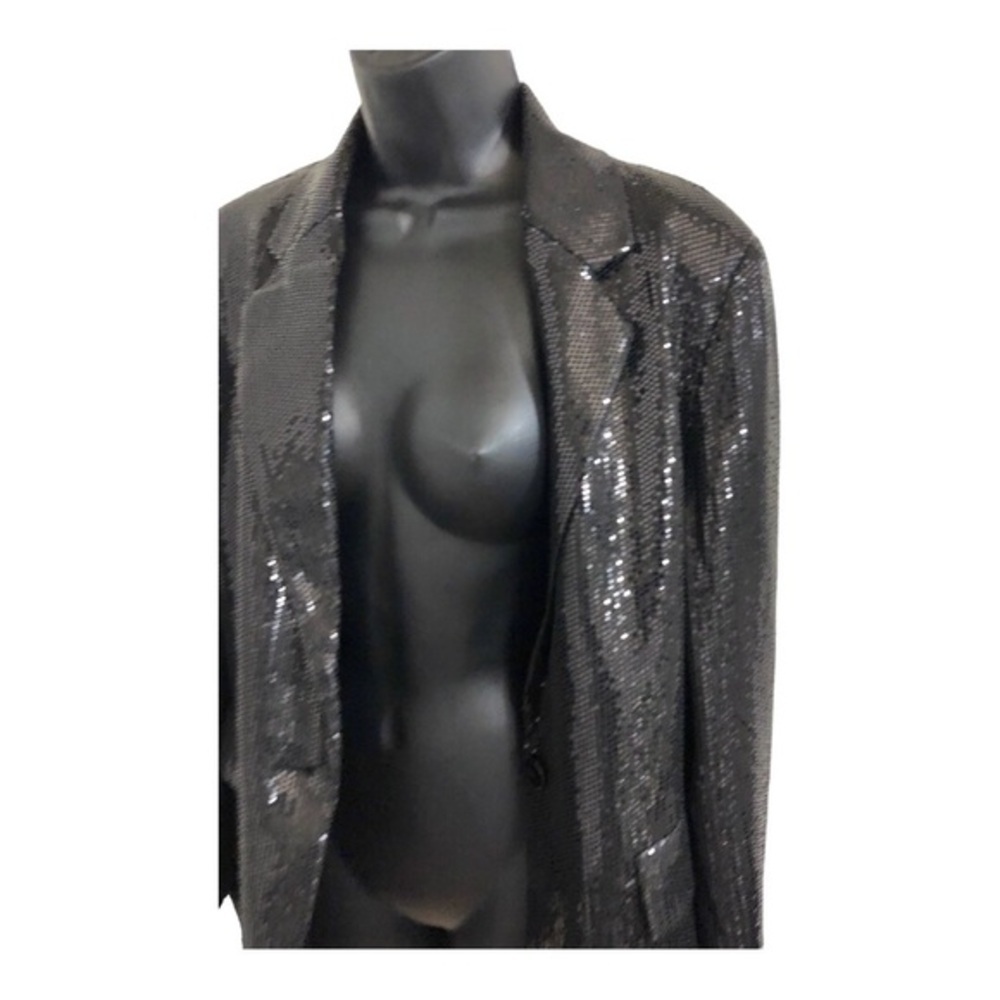 Black sequin single breasted elegant evening blaz… - image 11